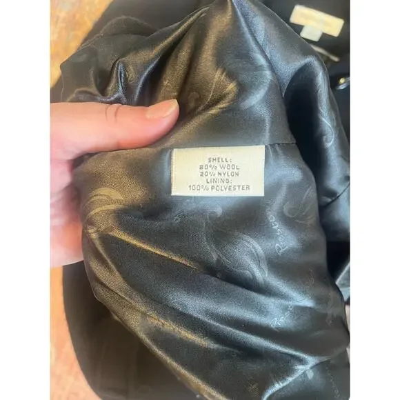 Preston & York Women's Wool Single Breasted Trench Coat Long Sleeve Black SZ 6 - Picture 3 of 4